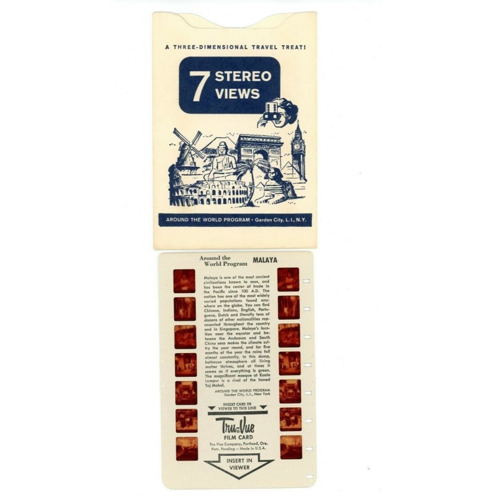 Vintage Tru Vue Tru-Vue Film Card Melaya Malaysia Around The World‎ 3-D Travel